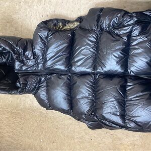 Black Puffer vest Jacket with removable hood